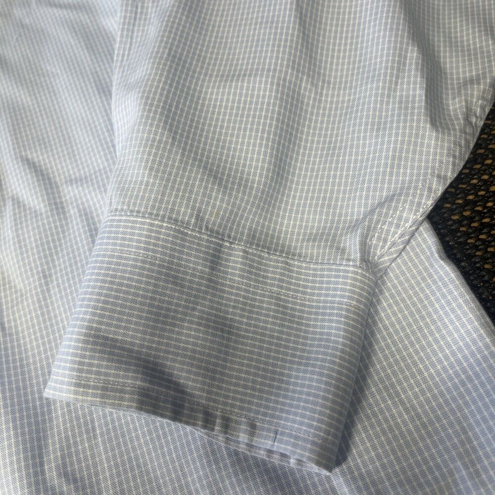 Tommy Hilfiger Mens Dress Shirt 16 34-35 Blue White Cotton Long Sleeve - Picture 8 of 10
